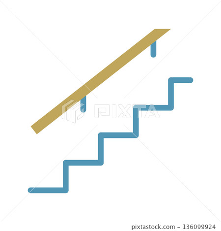 Stairs with handrail color icon 136099924