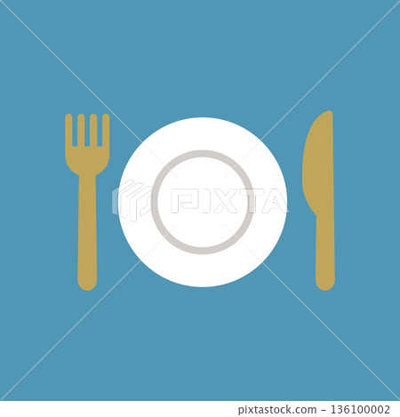 Plate, knife and fork color icon Plate, knife and fork color icon 136100002