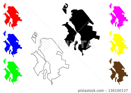 Nevinnomyssk city (Russia, Russian Federation) map vector illustration, scribble sketch Nevinnomyssk map 136100137