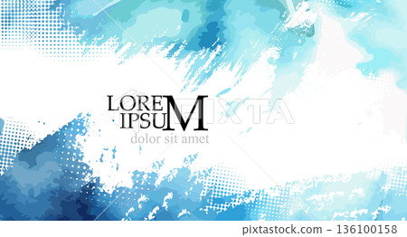 light blue background with paint strokes frame. Hand drawn. Not AI, vector illustration. 136100158