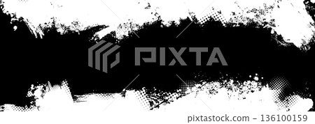 Monochrome background with paint strokes. Hand drawn. Not AI, vector illustration. Monochrome background with paint strokes. Hand drawn. Not AI, vector illustration. 136100159