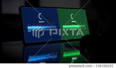 Dual-Screen Comparison of AI Models with Data Visualization and 136100285