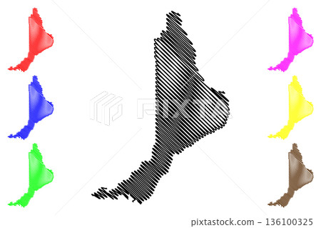 Alto Alegre dos Parecis municipality (State of Rondonia or Rondonia, RO, Municipalities of Brazil, Federative Republic of Brazil) map vector illustration, scribble sketch map 136100325