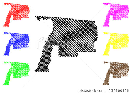 Alto Paraiso municipality (State of Rondonia or Rondonia, RO, Municipalities of Brazil, Federative Republic of Brazil) map vector illustration, scribble sketch Alto Paraiso map 136100326
