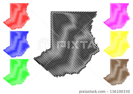 Espigao dOeste municipality (State of Rondonia, RO, Municipalities of Brazil, Federative Republic of Brazil) map vector illustration, scribble sketch Espigao d'Oeste map 136100330