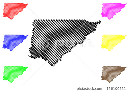 Governador Jorge Teixeira municipality (State of Rondonia, RO, Municipalities of Brazil, Federative Republic of Brazil) map vector illustration, scribble sketch map 136100331
