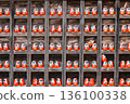 Symbol of determination, good luck charm in Japanese, Many traditional red Daruma doll at Katsuo-ji temple, Osaka, Japan. 136100338