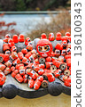 Symbol of determination, good luck charm in Japanese, Many traditional red Daruma doll at Katsuo-ji temple, Osaka, Japan. 136100343