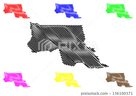 Nova Mamore municipality (State of Rondonia, RO, Municipalities of Brazil, Federative Republic of Brazil) map vector illustration, scribble sketch Nova Mamore map 136100371