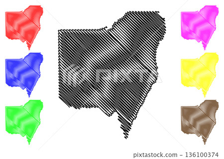 Parecis municipality (State of Rondonia, RO, Municipalities of Brazil, Federative Republic of Brazil) map vector illustration, scribble sketch Parecis map 136100374