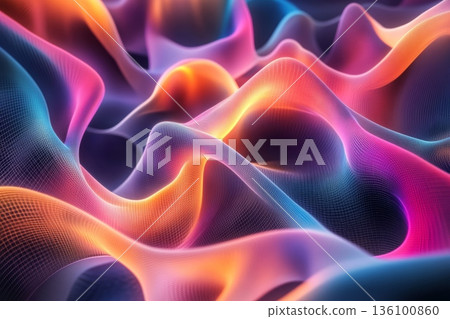 Purple,pink and orange futuristic waves background. Abstraction. 136100860