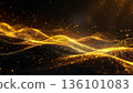 A fantastic wave of light with dancing golden particles / A dynamic and energetic abstract expression 136101083