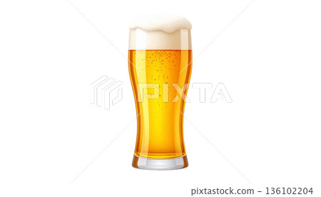 Illustration of delicious-looking foamy draft beer Illustration of delicious-looking foamy draft beer 136102204