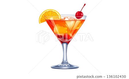 Illustration of a stylish cocktail drink 136102430