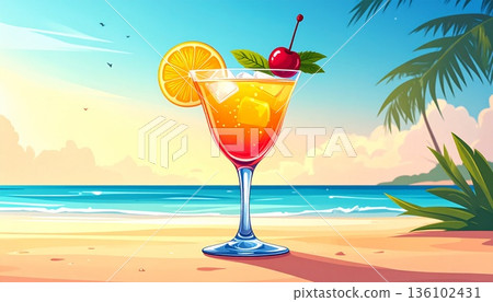 時尚雞尾酒插圖 136102431