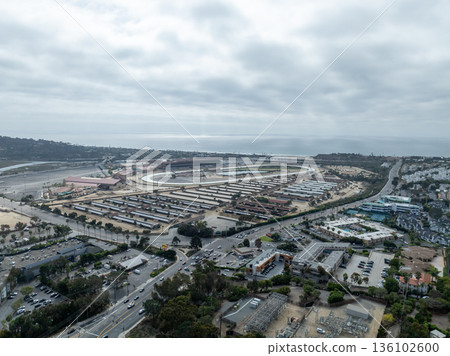 Aerial view of Del Mar town in San Diego, California 136102600