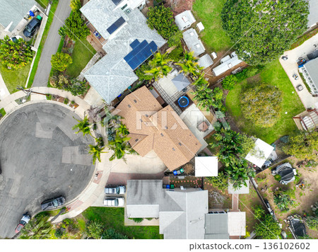 Aerial view of houses in Oceanside town in San Diego, California. USA 136102602