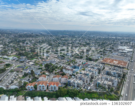 Aerial view of houses in Oceanside town in San Diego, California. USA 136102607