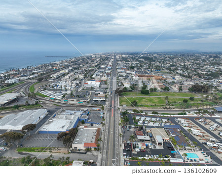 Aerial view of houses in Oceanside town in San Diego, California. USA 136102609