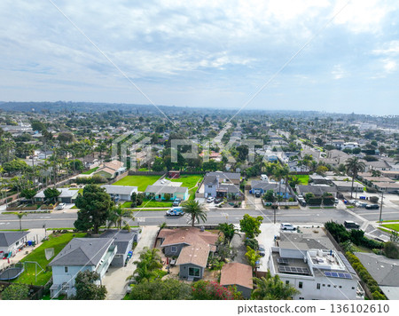 Aerial view of houses in Oceanside town in San Diego, California. USA Aerial view of houses in Oceanside town in San Diego, California. USA 136102610