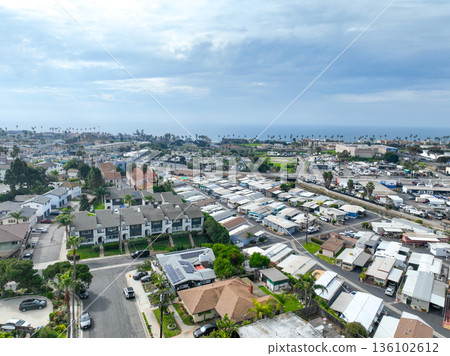 Aerial view of houses in Oceanside town in San Diego, California. USA 136102612