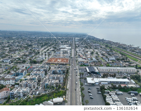 Aerial view of houses in Oceanside town in San Diego, California. USA 136102614