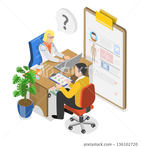 3D Isometric Flat Vector Illustration of Healthcare Services, Medical Statistics Concept Set. Item 3 3D Isometric Flat Vector Illustration of Healthcare Services, Medical Statistics Concept Set. Item 3 136102720