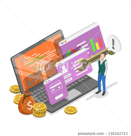 3D Isometric Flat Vector Illustration of Customer Relationship Management, Business Finance Concepts Set. Item 3 3D Isometric Flat Vector Illustration of Customer Relationship Management, Business Finance Concepts Set. Item 3 136102721