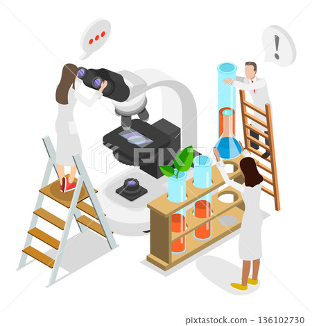 3D Isometric Flat Vector Illustration of Medical Laboratory, Theoretical Phase Of Medical Research. Item 1 3D Isometric Flat Vector Illustration of Medical Laboratory, Theoretical Phase Of Medical Research. Item 1 136102730