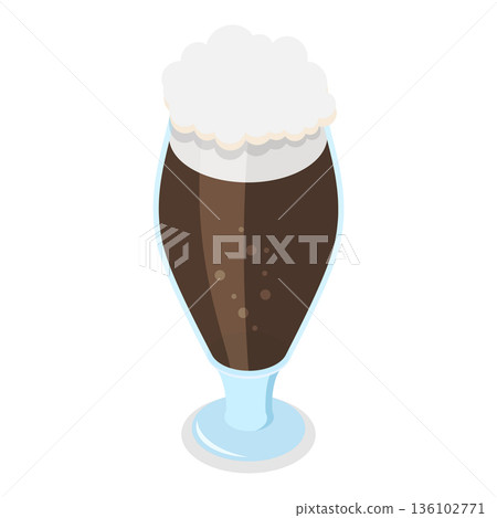 3D Isometric Flat Vector Illustration of Types Of Beer, Beverages in Recommended Glasses. Item 8 136102771