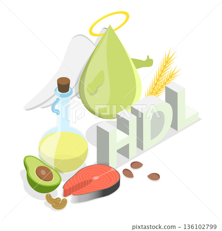 3D Isometric Flat Vector Illustration of HDL Vs LDL, Comparison Of Cholesterol Types With Examples. Item 2 3D Isometric Flat Vector Illustration of HDL Vs LDL, Comparison Of Cholesterol Types With Examples. Item 2 136102799