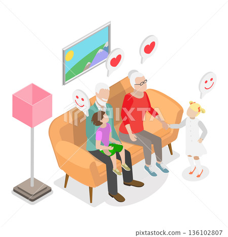 3D Isometric Flat Vector Illustration of Happy Family Moments, Portraying Love, Joy, And Togetherness In Human Relationships Concept.. Item 2 136102807