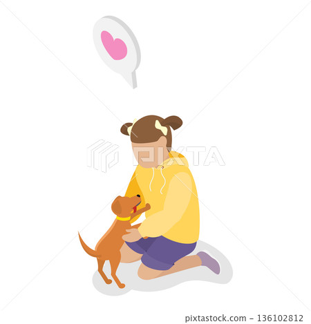 3D Isometric Flat Vector Illustration of Pet Lovers, Veterinary Clinic, Homeless Animals Shelter. Item 2 3D Isometric Flat Vector Illustration of Pet Lovers, Veterinary Clinic, Homeless Animals Shelter. Item 2 136102812