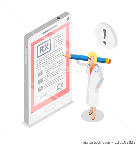 3D Isometric Flat Vector Illustration of Telemedicine, Future Medical Tech. Item 2 3D Isometric Flat Vector Illustration of Telemedicine, Future Medical Tech. Item 2 136102822