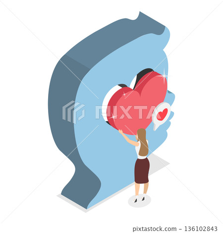 3D Isometric Flat Vector Illustration of Children Mental Health, Child Protection. Item 1 136102843