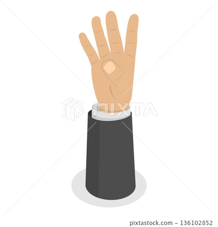 3D Isometric Flat Vector Set of Human Hands Gestures, Counting Numbers from Zero to Five. Item 3 3D Isometric Flat Vector Set of Human Hands Gestures, Counting Numbers from Zero to Five. Item 3 136102852