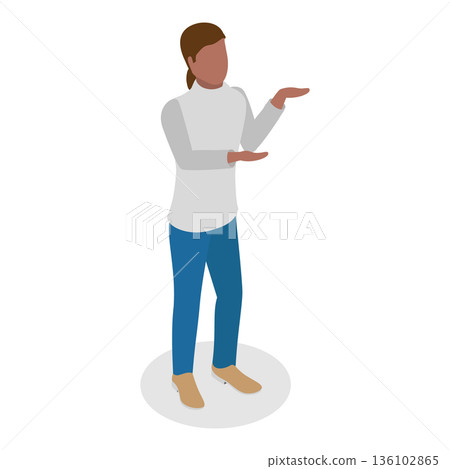 3D Isometric Flat Vector Illustration of Arm Gesture, Individuals Gesturing Enthusiastically With Hands Or Fingers. Item 5 136102865
