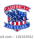 Paul Revere American Patriot America 250 Years Shield Logo Retro 136103052