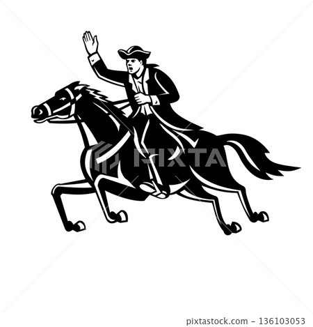 Paul Revere American Patriot Riding Horse Logo Retro Style 136103053