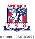 America Celebrates 250 Years Paul Revere Ride Logo Retro Style 136103054