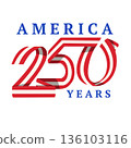 America 250 Years Patriotic Ribbon Logo Retro 136103116