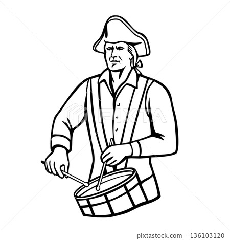 American Patriot Drummer Logo Retro Style American Patriot Drummer Logo Retro Style 136103120