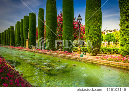 Gardens at the Alcazar in Cordoba, Spain Gardens at the Alcazar in Cordoba, Spain 136103146