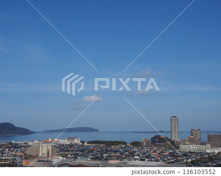 Overlooking Hakata Bay from a high vantage point Overlooking Hakata Bay from a high vantage point 136103552