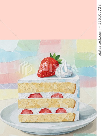 用拼貼風格繪製的草莓甜心 136103728