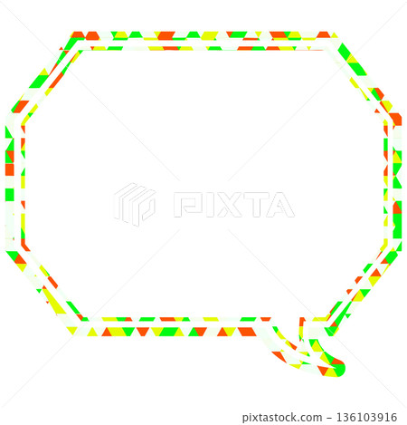 Stained glass style speech bubble, triangular pattern, octagonal shape with corners Stained glass style speech bubble, triangular pattern, octagonal shape with corners 136103916