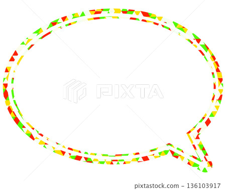 Stained glass style speech bubble, triangular pattern, round shape Stained glass style speech bubble, triangular pattern, round shape 136103917