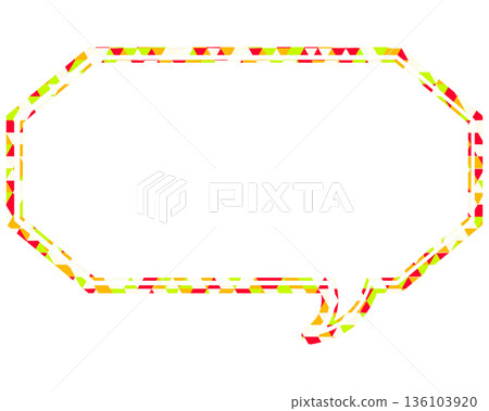 Stained glass style speech bubble, triangular pattern, elongated octagon Stained glass style speech bubble, triangular pattern, elongated octagon 136103920