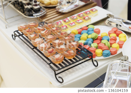 Colorful cake sweets buffet image 136104159
