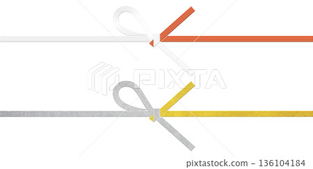 Mizuhiki string with a "one-sided knot" for celebrations, cutout material with a transparent background Mizuhiki string with a "one-sided knot" for celebrations, cutout material with a transparent background 136104184